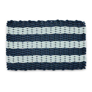 Lobster Rope Doormats, Outside Doormat for Front Door in Navy & Seafoam Cabana Stripes, Wicked Good Doormats